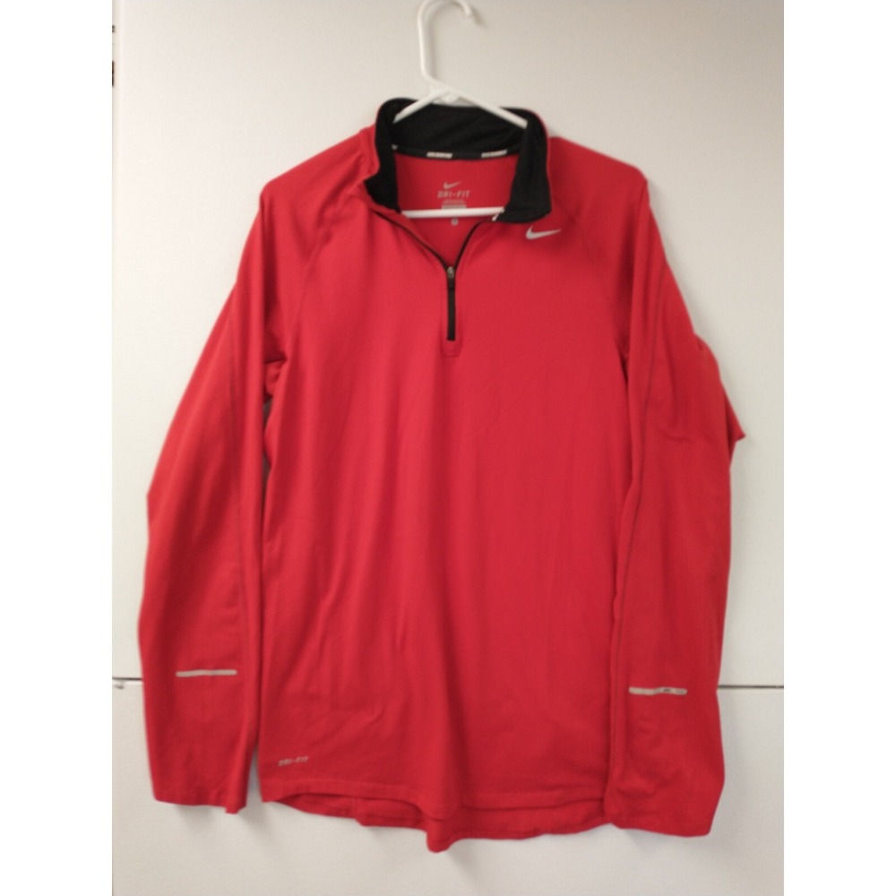 Nike Dri-Fit Men's Red Sweatshirt Long Sleeve 1/4 Zip Collar Size S Small